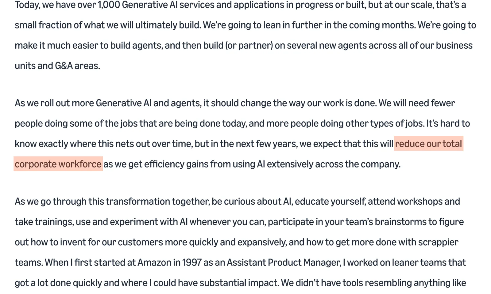 Andy Jassy's June 2025 message to Amazon staff.